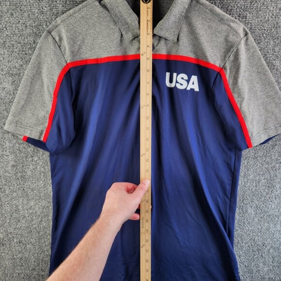 Adidas USA Men Small Stretchy Short Sleeve Blue Red Gray Polo Shirt Adult Sports - Picture 9 of 14